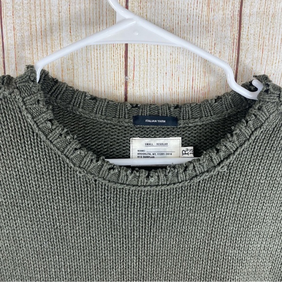 R13 Men’s Italian Yarn Oversized Short- Sleeve Sweater - Picture 8 of 9